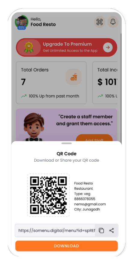 Dynamic Menus with QR Code-Based Links and Software