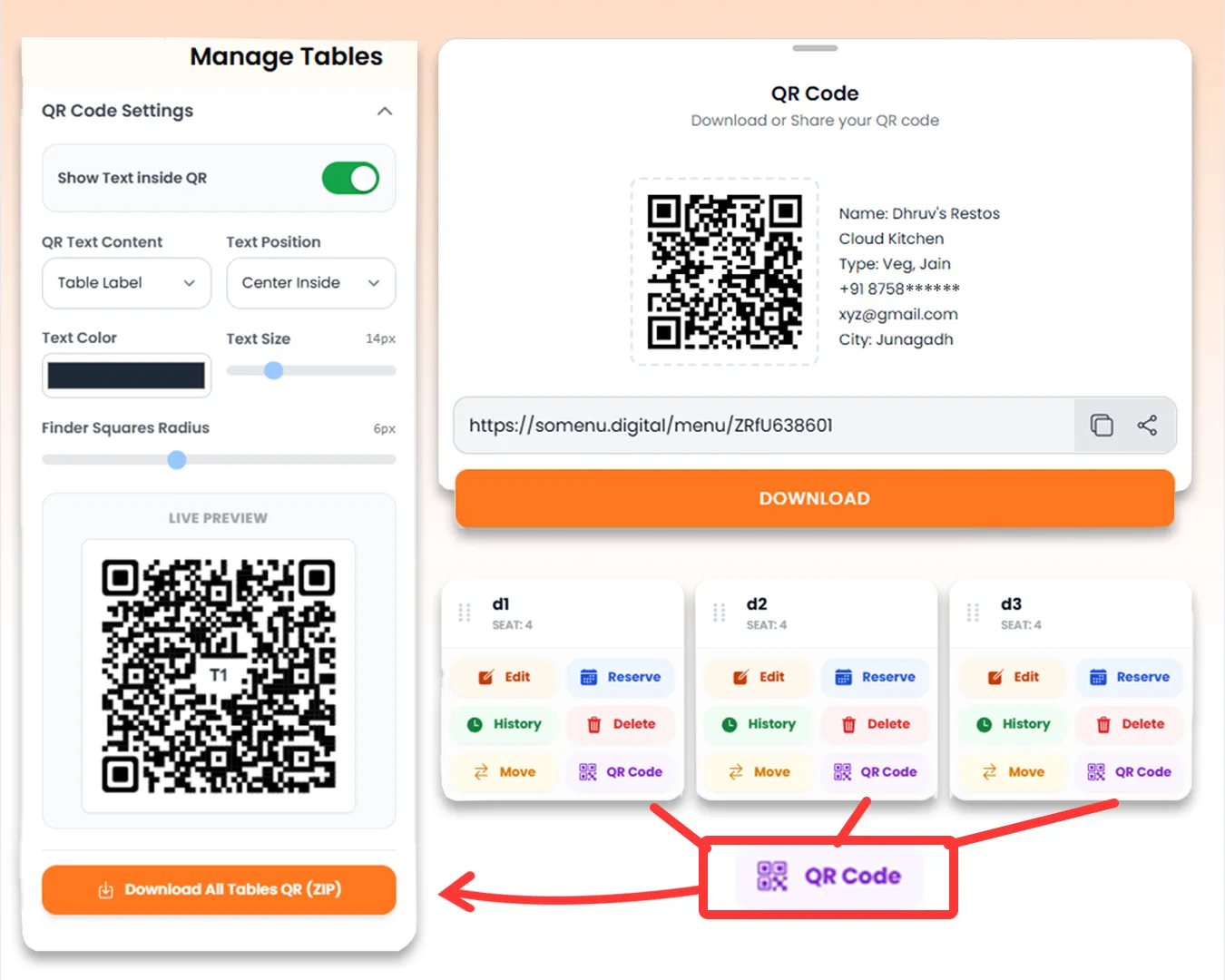 Smart QR Codes for Menus & Tables