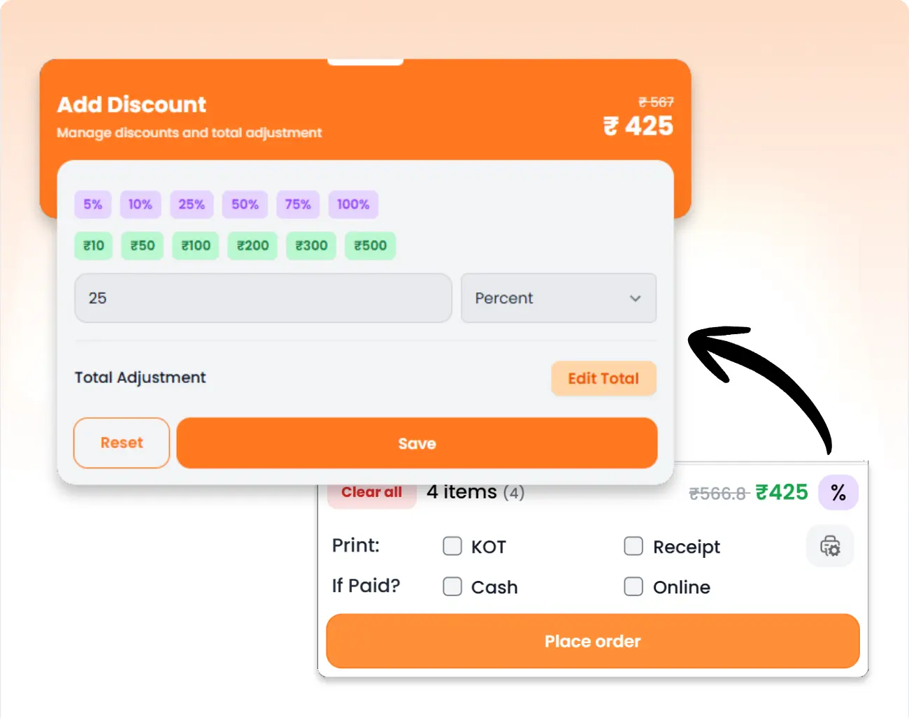 Flexible Discounts & Smart Total Adjustments