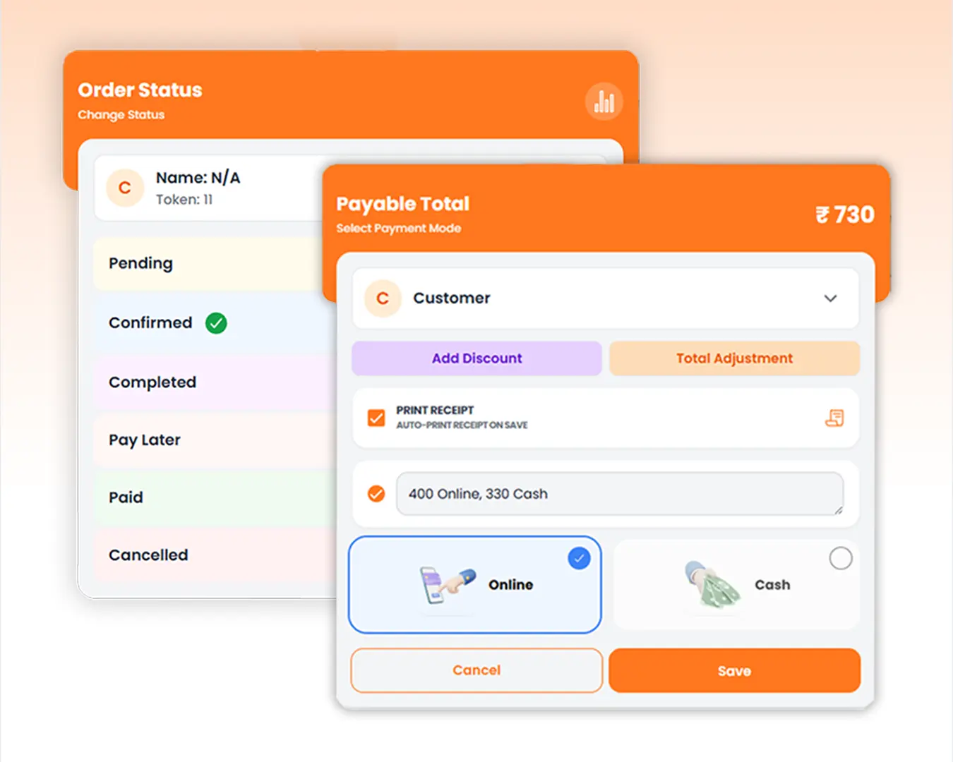 Flexible Order Status & Payment Management