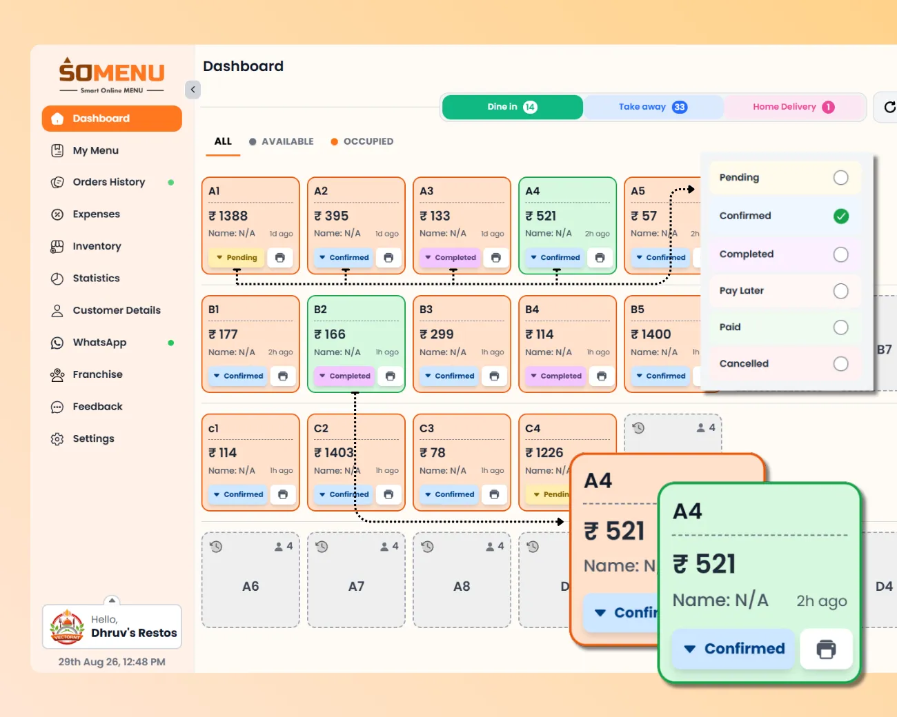Real-Time Table Status & Order Tracking